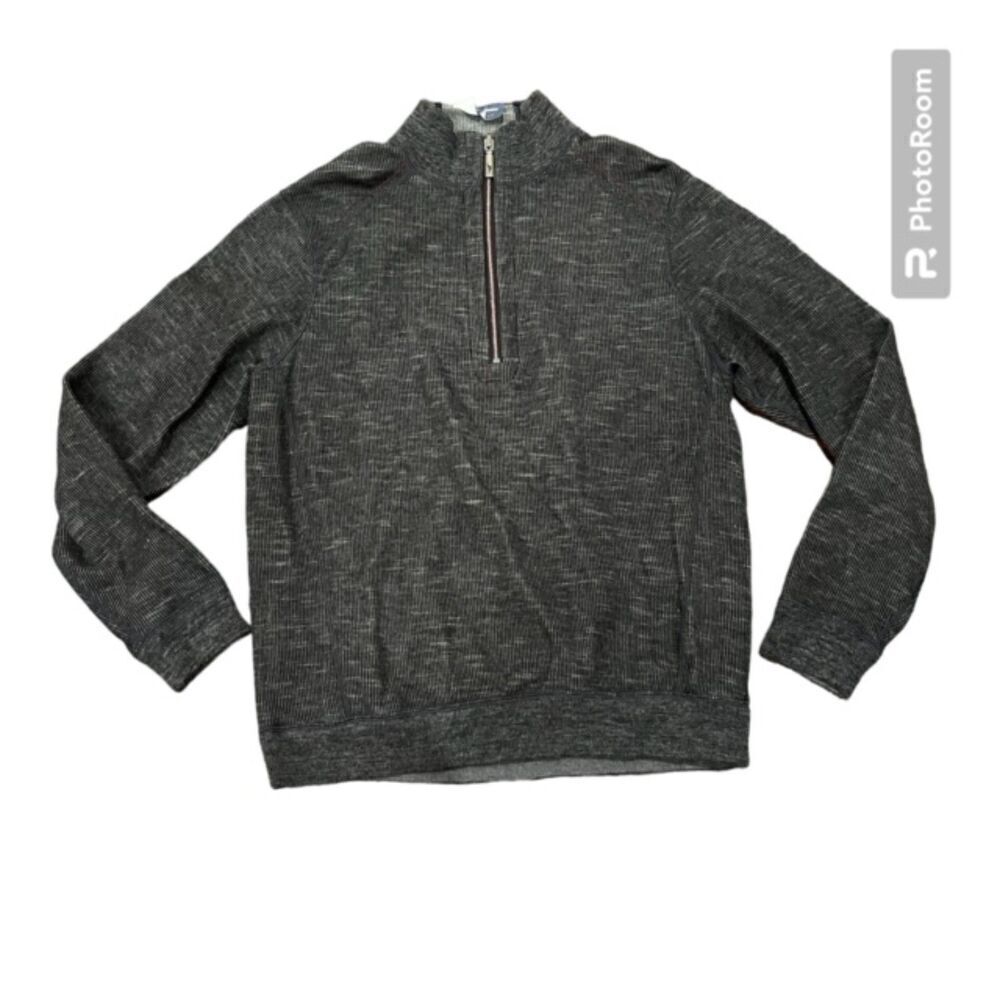 Tommy Bahama Reversible Half Zip Sweater Pullover Charcoal Gray Medium